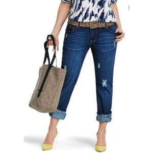 CABI 3045 Slim Boyfriend Distressed Denim Jeans Size 4